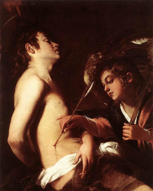 BAGLIONE, Giovanni St Sebastian Healed by an Angel  ed Spain oil painting art